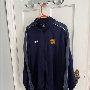 Under Armour Dark Blue Jacket with White Accents and Notre Dame logo